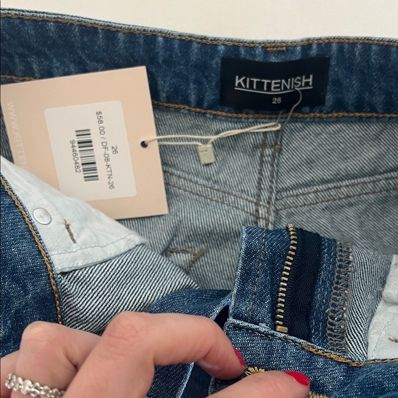 Kittenish Dark Blue Distressed Jean Shorts - Picture 2 of 2